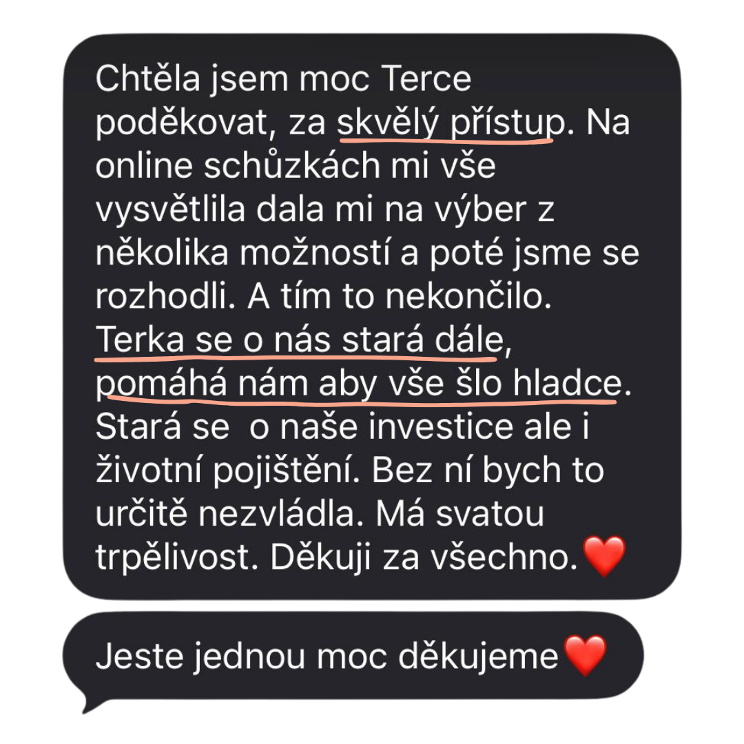 Zpráva od klientky o péči Terky